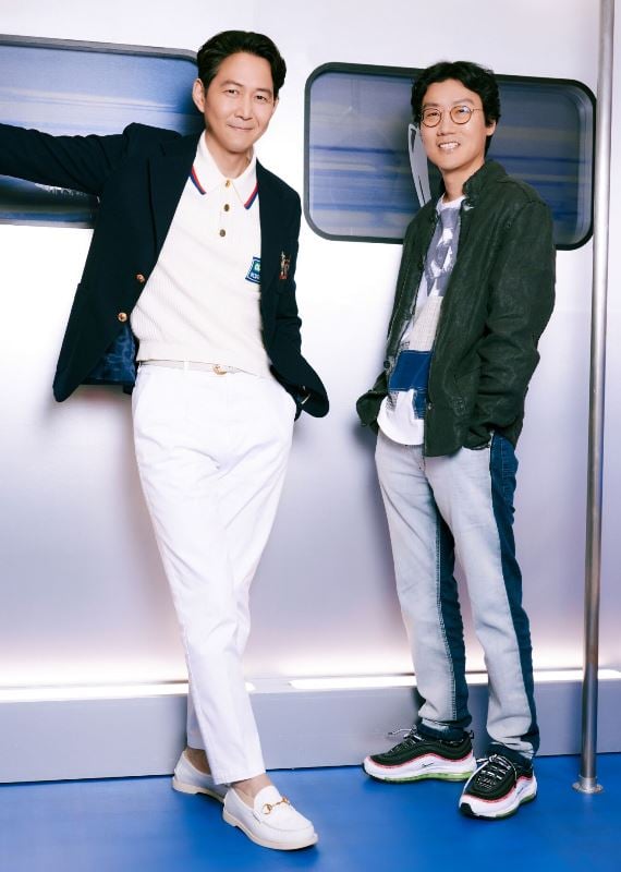 Hwang Dong-hyuk with the lead actor of 