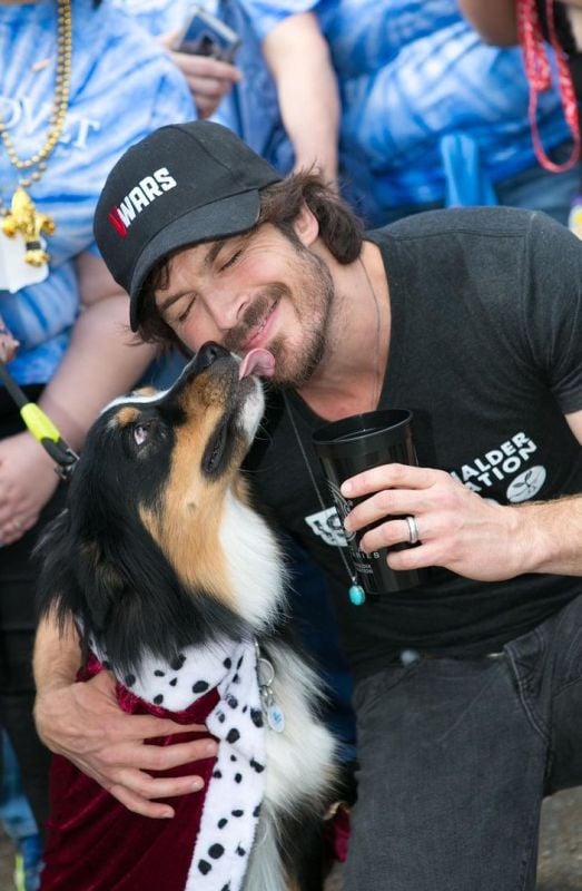 Ian Somerhalder at the 2020 Mardi Paws parade, held in Covington, Louisiana