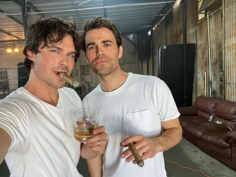 Ian Somerhalder while smoking a cigar along with Paul Wesely