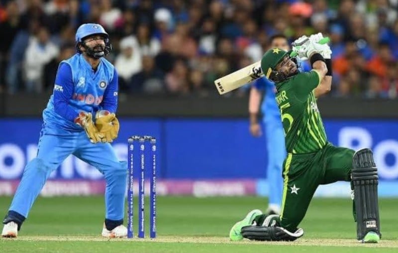 Iftikhar Ahmed during the match against India in the 2022 T20 World Cup