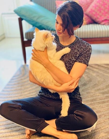 Ihana Dhillon with her pet cat