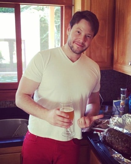Ike Barinholtz while enjoying beer