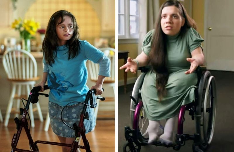 Left: Imogen Faith Reid in a still from the series 