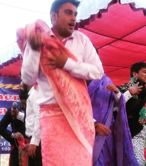 Inder Sahani dressing up for a school play