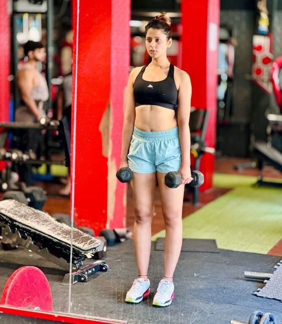 Indrakshi Dey working out at the gym
