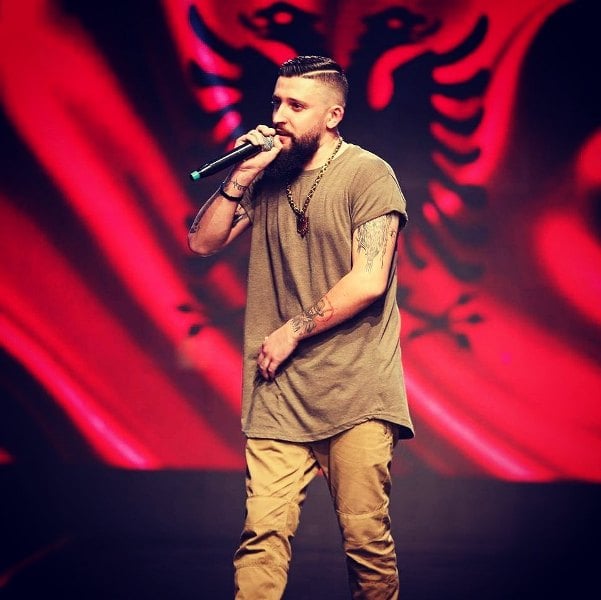 Indrit Murati while performing live at an event