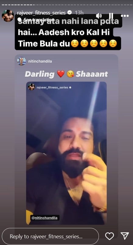 Instagram story by Rajveer Shishodia allegedly against Rajat Dalal