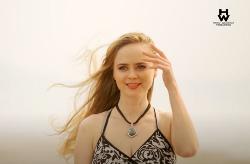 Irina Rudakova in a still from the Marathi song titled 