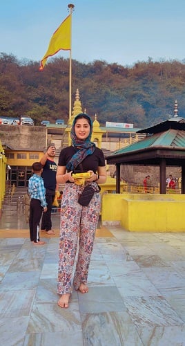 Isha Sharma at a temple