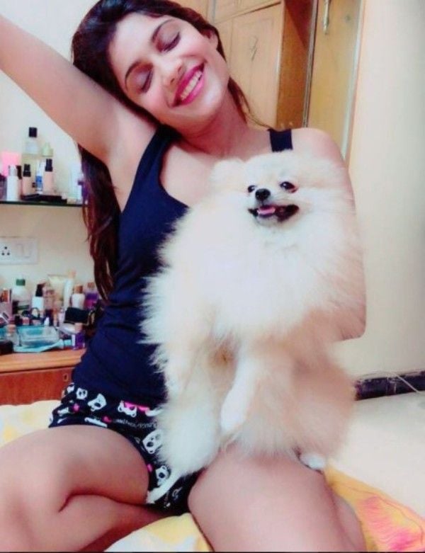 Ishita with her dog