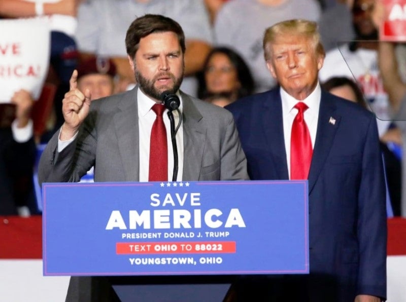 J. D. Vance with President Donald Trump during an election rally