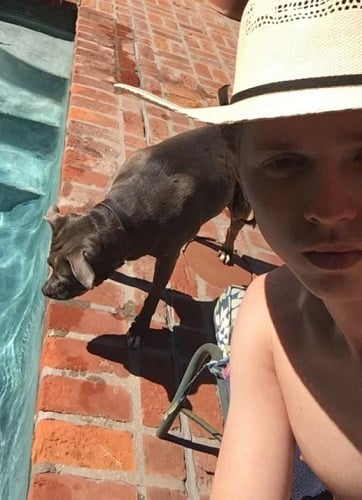Jack Kilmer with his pet dog