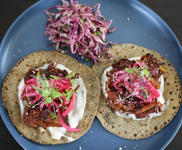 Jackfruit tacos on TK bread