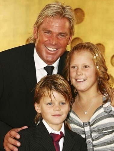 Jackson Warne’s childhood picture with his sister Brooke Warne and father, Shane Warne
