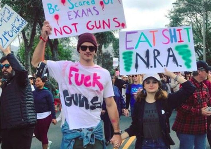 Jacob Elordi at a demonstration of March For Our Lives