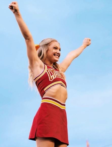 Jade Jones when she was a cheerleader at Iowa University