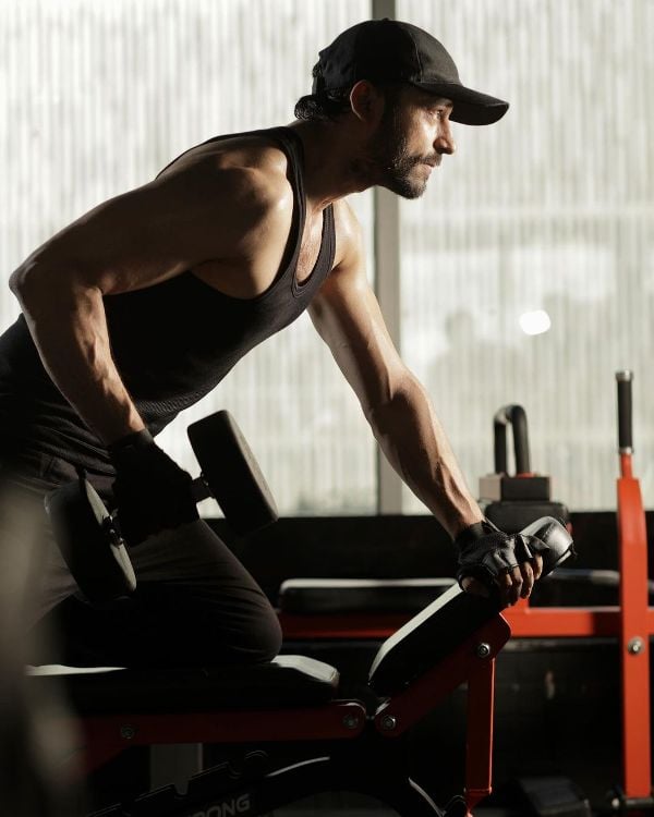 Jaey Gajera while working out at the gym