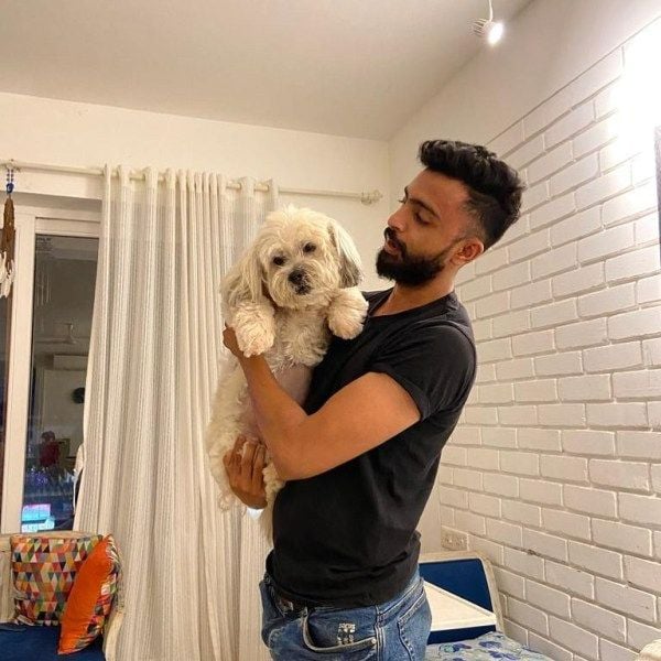 Jagat Desai with a dog
