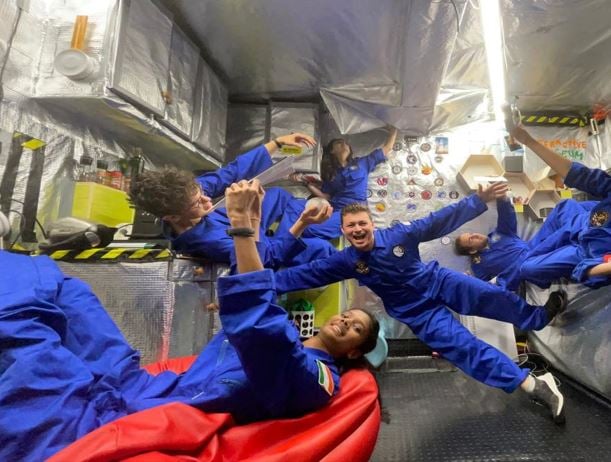 Jahnavi Dangeti (bottom) during the zero gravity training in Poland