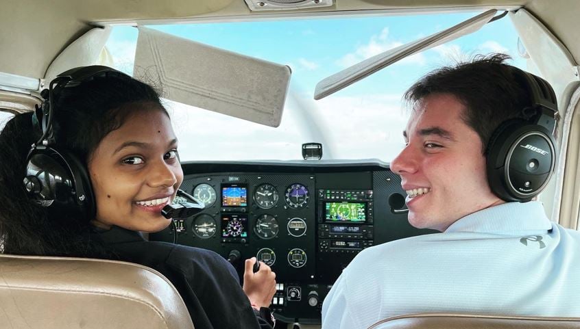 Jahnavi Dangeti flying a Cessna 172