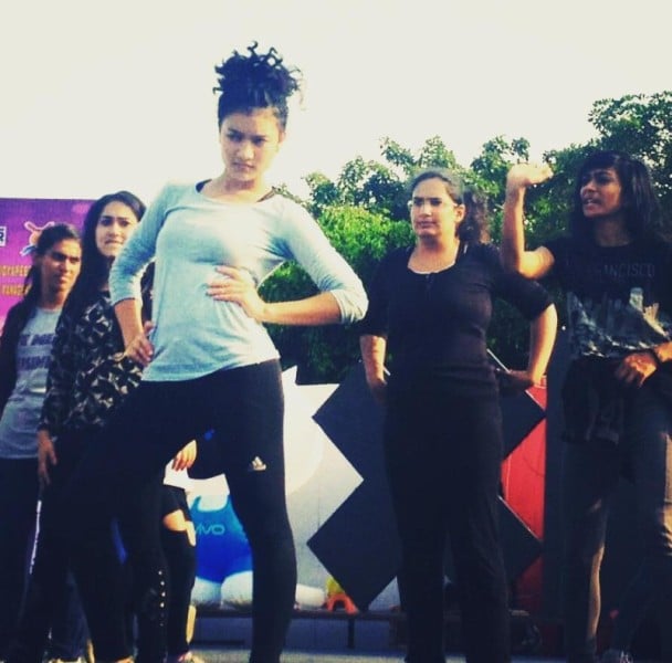 Jahnvi Rawat preparing dance performance during college fest