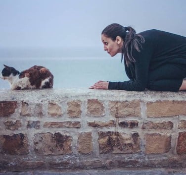 Jalila Talemsi with her pet cat