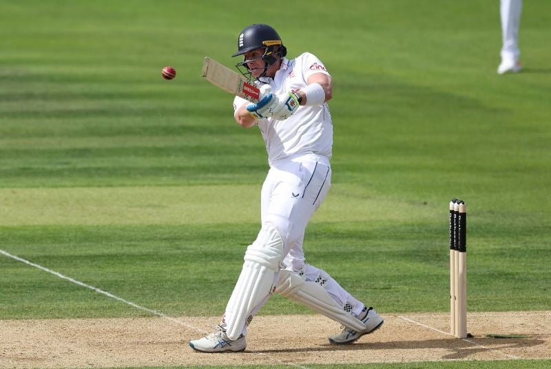 Jamie Smith playing a shot during the test match against West Indies