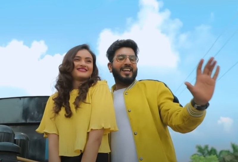 Janki Bodiwala (left) in a still from the music video 