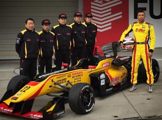 Jann Mardenborough (in yellow) in the 2016 Japanese Formula 3 Championship race