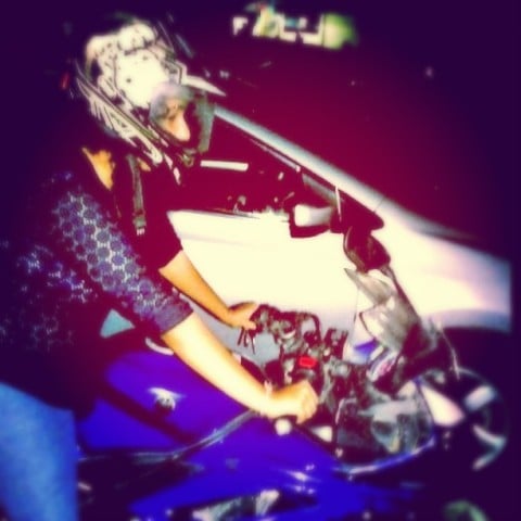 Jannabi Das riding a bike