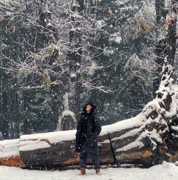 Jasmine M Moosa while travelling