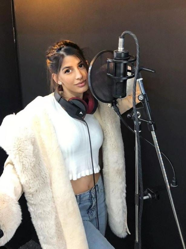 Jasmine Walia in a recording studio