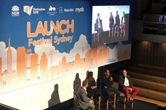 Jason Calacanis (in grey suit) at the Sydney Launch Festival