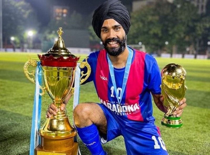 Jatt Prabhjot after winning the football match against the All Stars Football Club in 2021