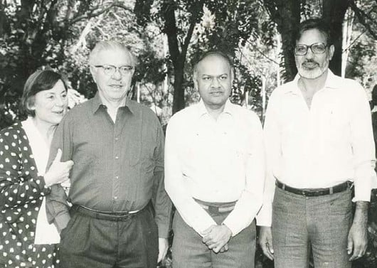 Jayant Narlikar with Hoyles (Barbara and Fred) and the author