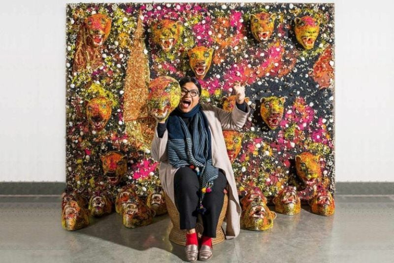 Jayasri Burman with her installation ‘Primordial Power’