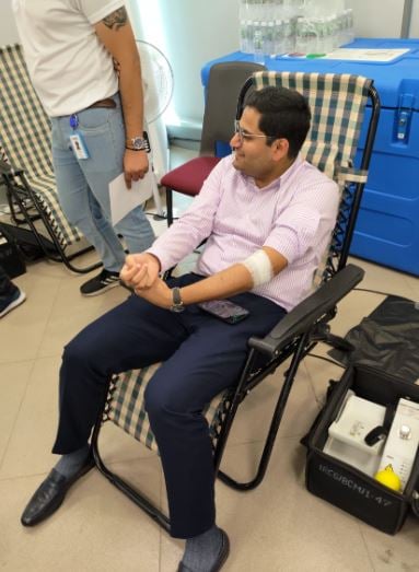 Jeet Adani during a blood donation camp