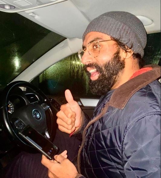 Jeevun Sandher during election campaigning