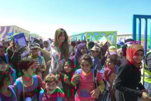 Jemima Goldsmith working as a UNICEF Ambassador