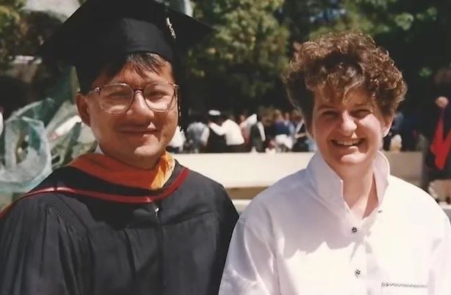 Jensen Huang with his wife at his graduation