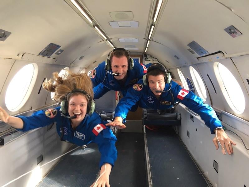 Jeremy Hansen with his fellow crew members of the Artemis Two mission