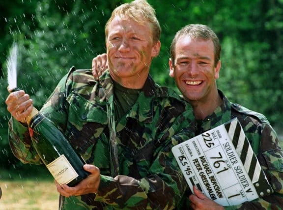 Jerome Flynn on the sets of the television series Soldier Soldier