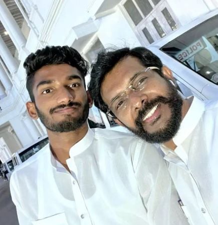 Jeswin Aldrin with his uncle Simon Isaac