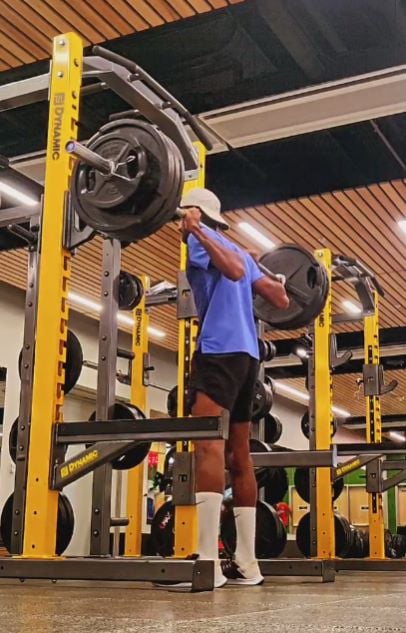 Jeswin Aldrin working out at the gym