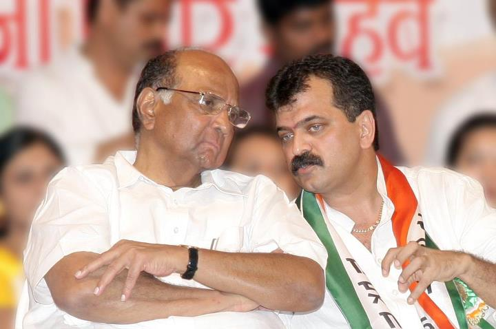 Jitendra Awhad with Sharad Pawar (right)