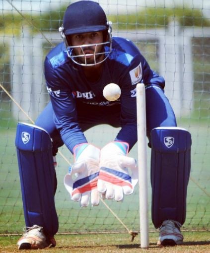 Jitesh Sharma during Mumbai Indians practise session