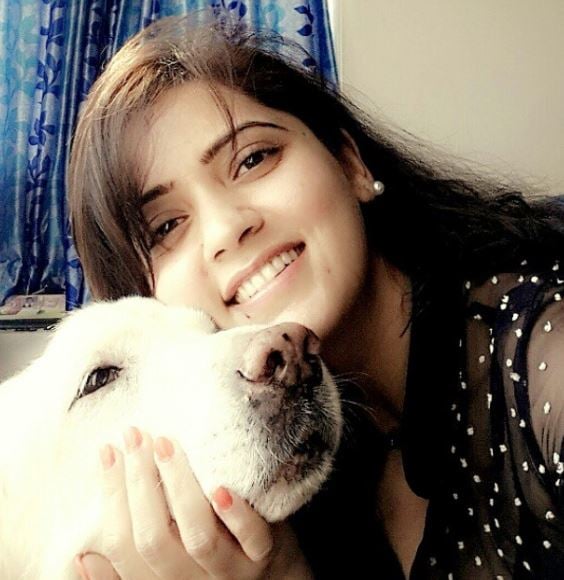 Jividha Sharma with her dog