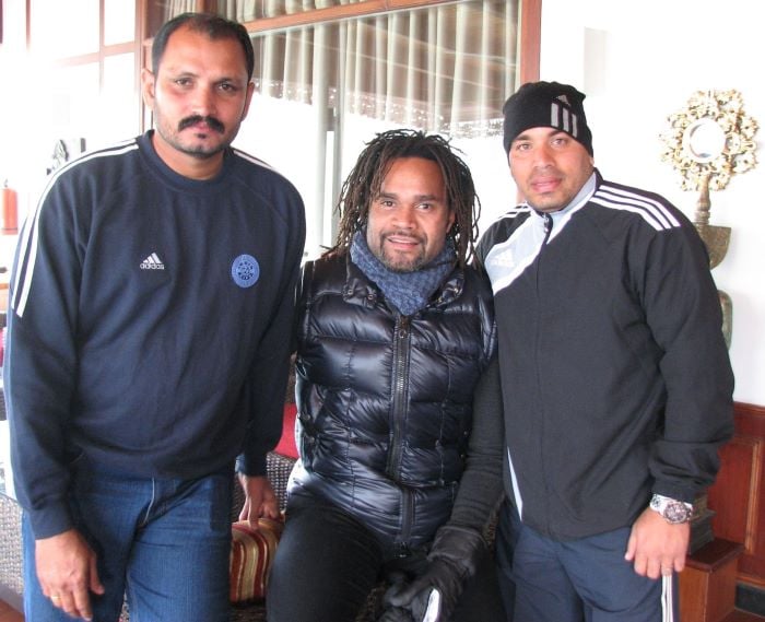 Jo Paul Ancheri with Christian Karembeu and Alvito D