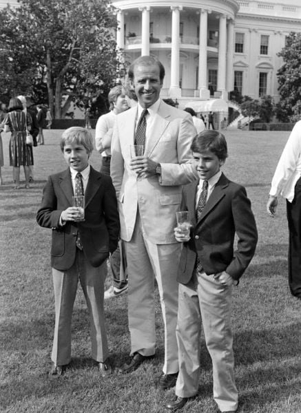 Joe Biden with his sons when they both were at the Archmere Academy