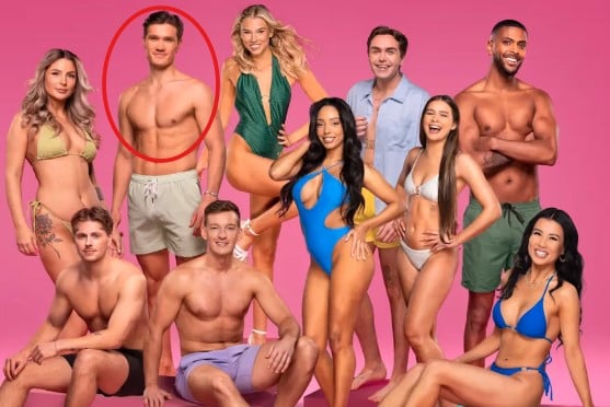 Johan Sandnes on the poster of the television reality show Love Island Norway Season 4 (2025)